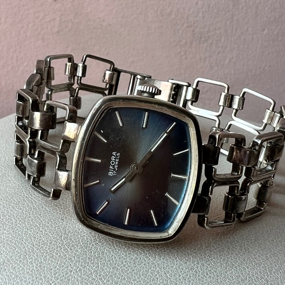 VINTAGE BIFORA 800 SILVER LADIES AUTOMATIC MECHANICAL WATCH UNIQUE BRACELET WORK main image 16